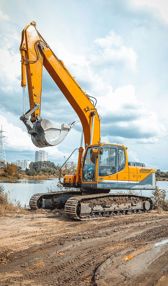 Machine Demolition in Construction Site